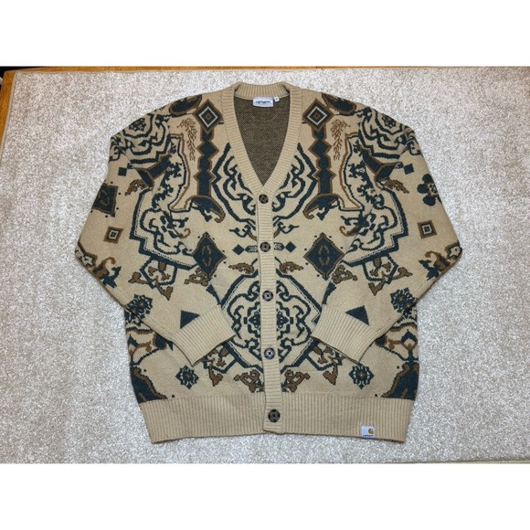 Carhartt WIP Verse Cardigan color Brown Beige XL fashion Mens casual wear
